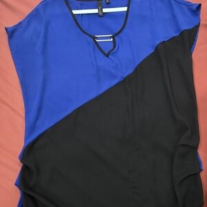Elegant Color Block Blue and Black Blouse